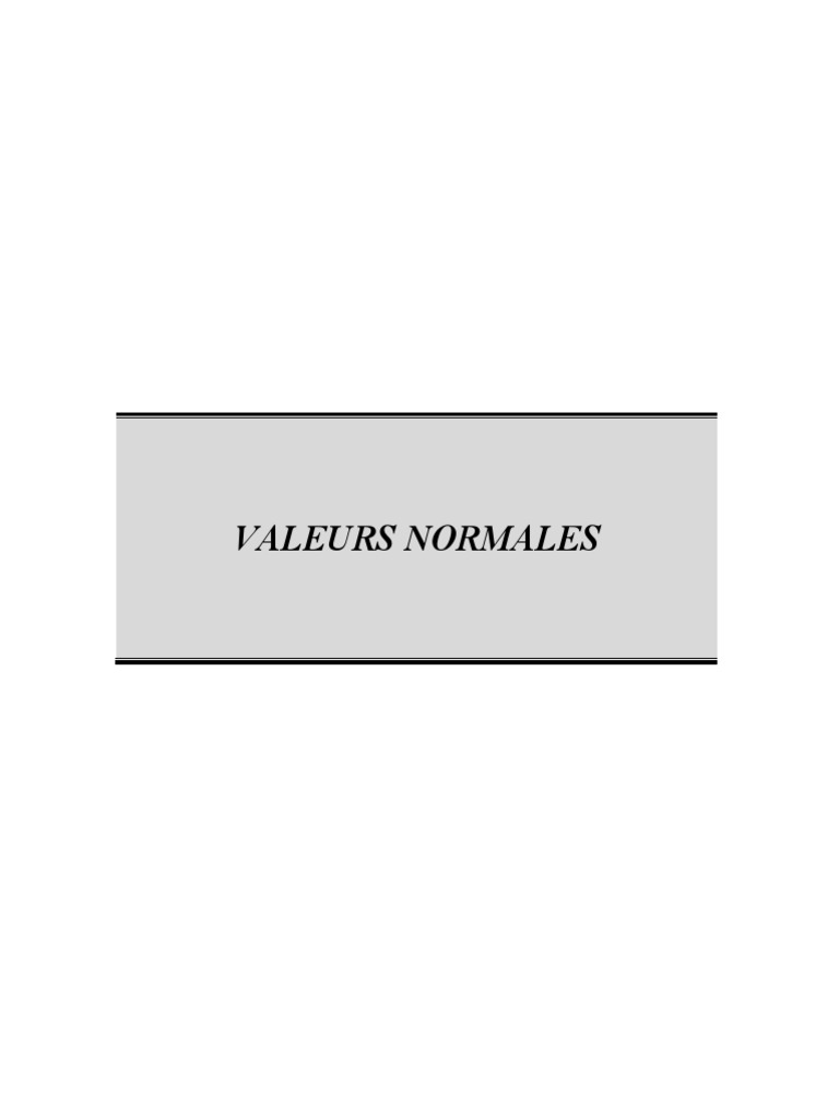 Valeurs Normales des Analyses Médicales PDF Fluides corporels — free download