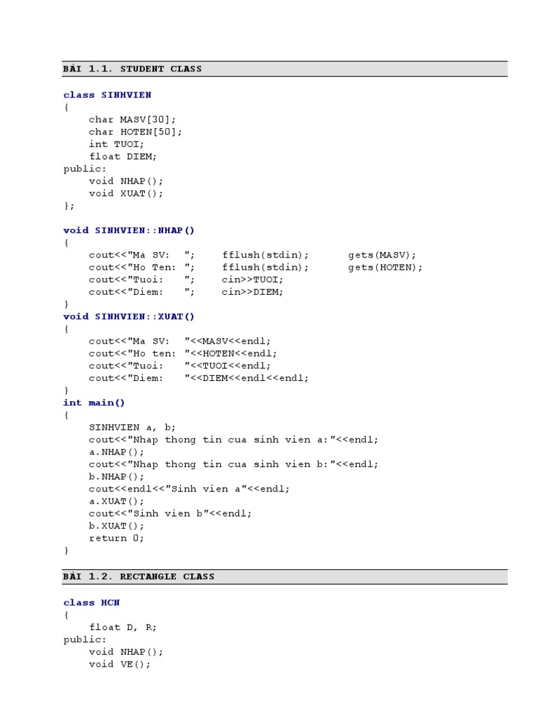 C++ Class Examples for Students | PDF | Unix | Areas Of Computer Science