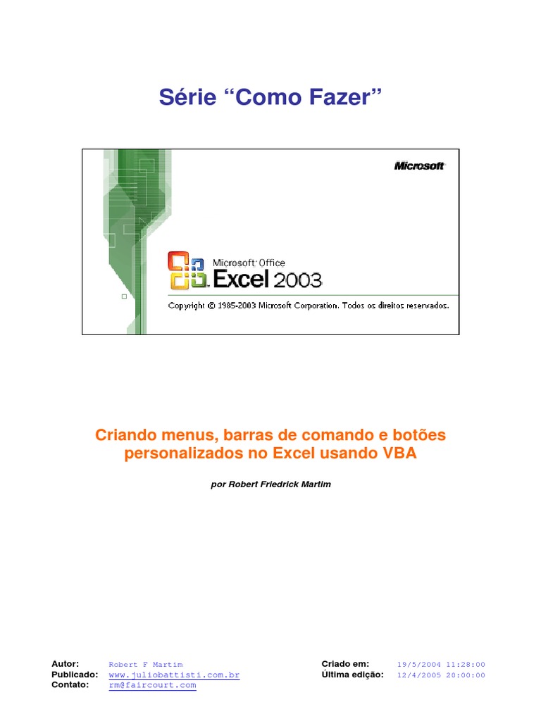 Criando Menus Personalizados no Excel | PDF | Microsoft Access ...