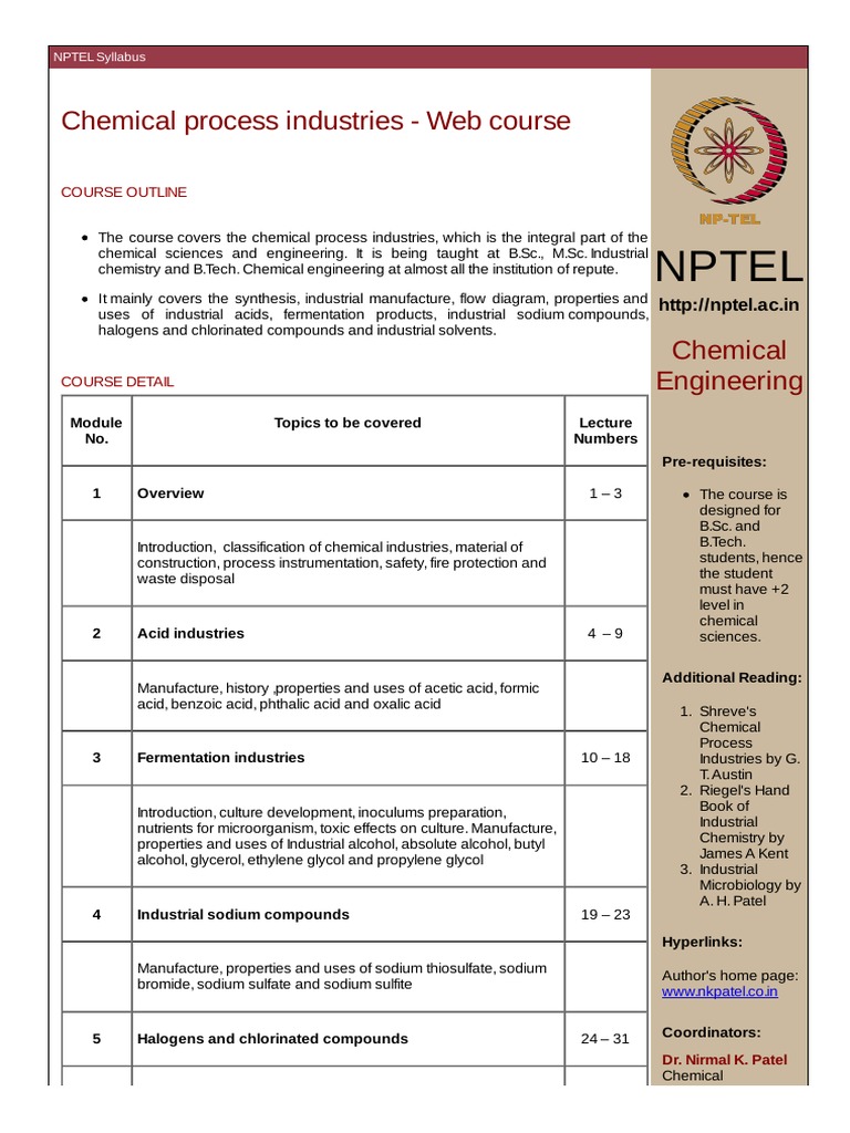 Nptel Chemical Process Industries  Course PDF Chlorine