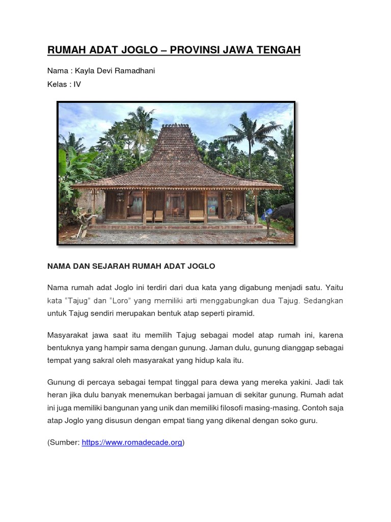 920 Gambar Rumah Adat Jawa Tengah Beserta Namanya HD Terbaru