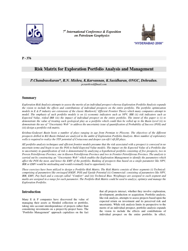 Exploration Portfolio Risk Matrix Analysis | PDF | Hydrocarbon ...