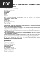 Terceira Geração do Modernismo - Exercícios