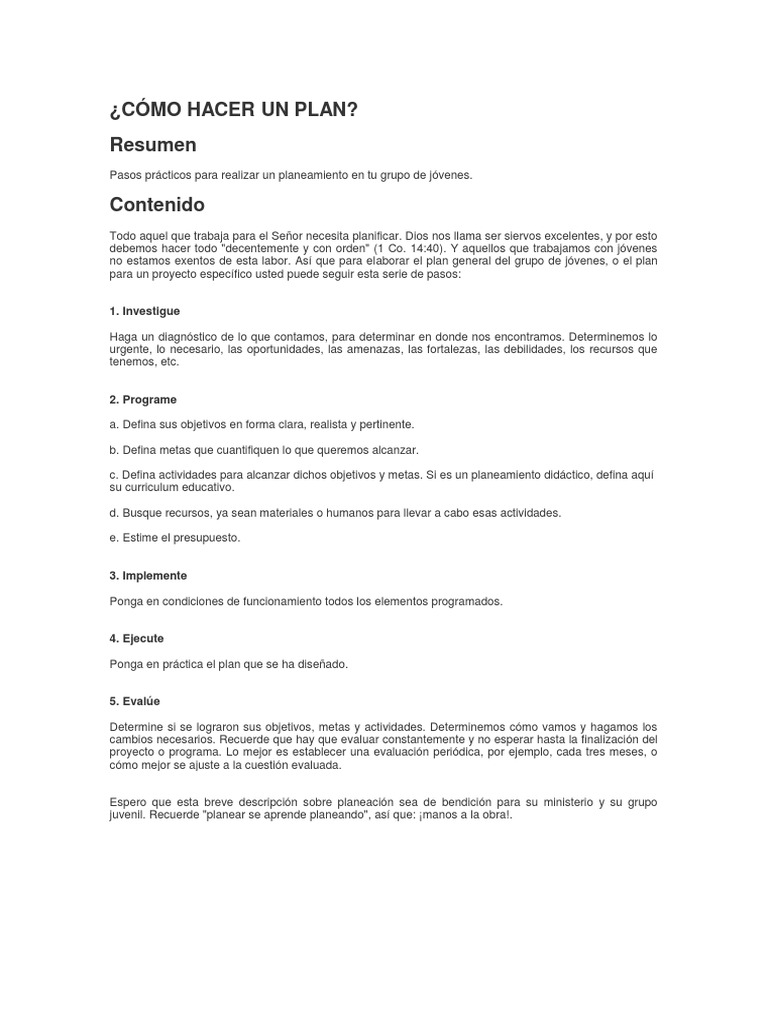 Planificación de Trabajo Pastoral Juvenil | PDF