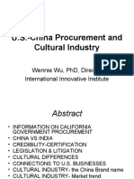 U.S.-China Procurement and Cultural Industry: Wennie Wu, PHD, Director International Innovative Institute