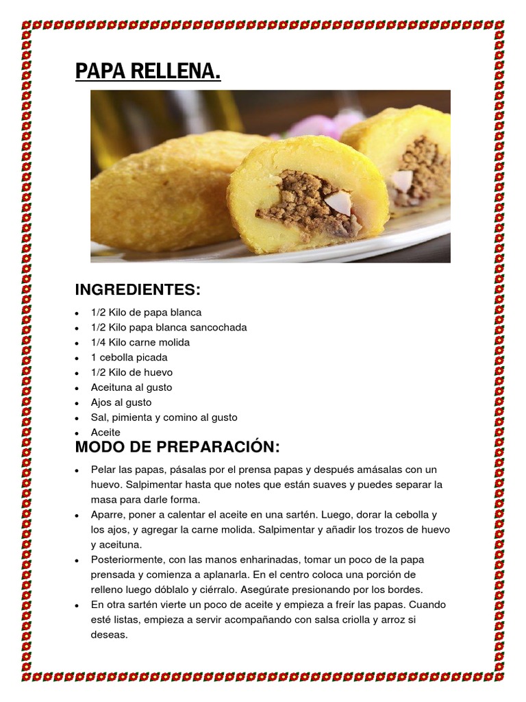 Rellenos De Papa Receta