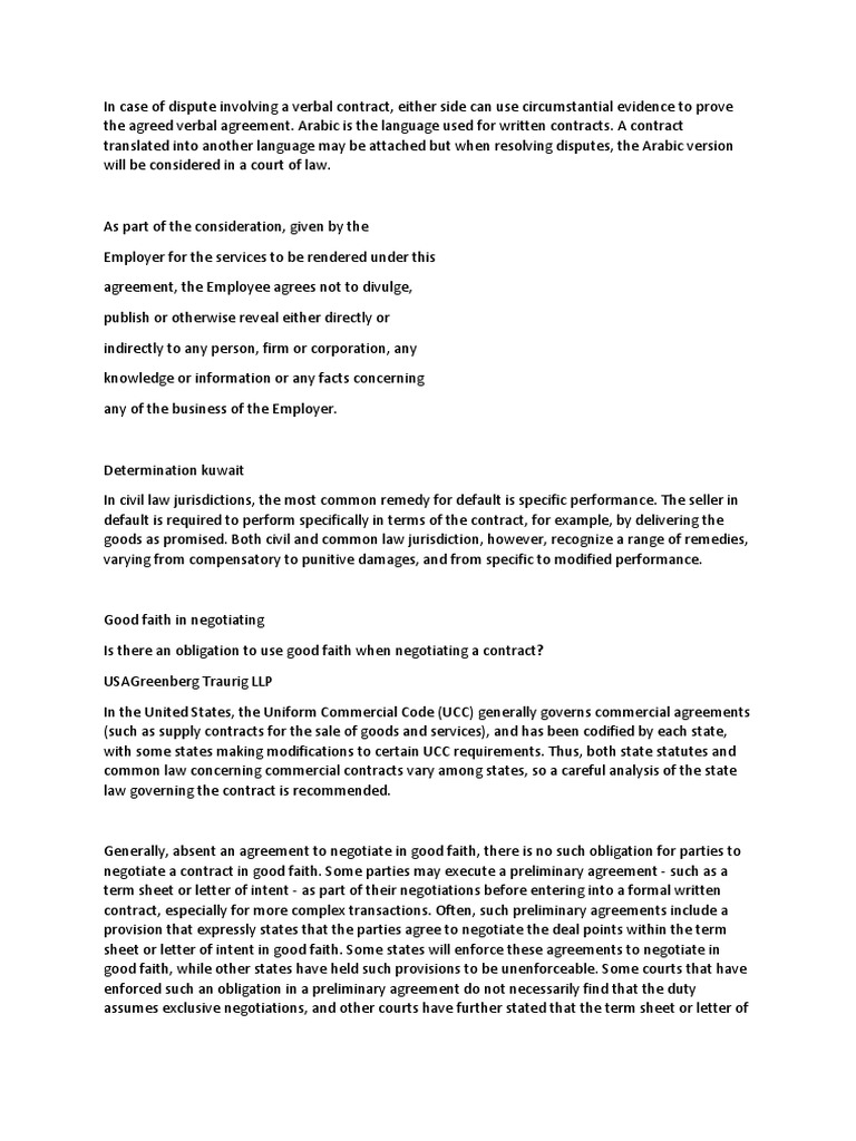 In Case of Dispute Involving A Verbal Contract | PDF | Contractual 