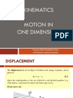Kinematics Motion in One Dimension: Program Studi Pendidikan Fisika Universitas Ahmad Dahlan