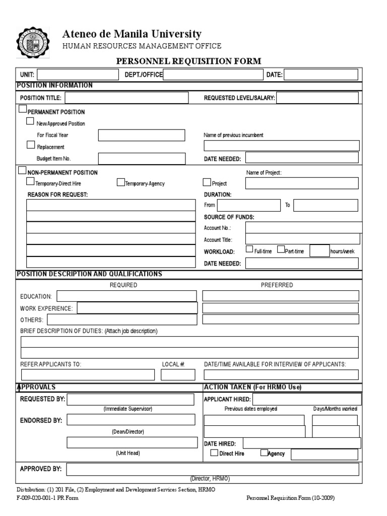 Employee Requisition Form (2015) PDF Human Resources Employment
