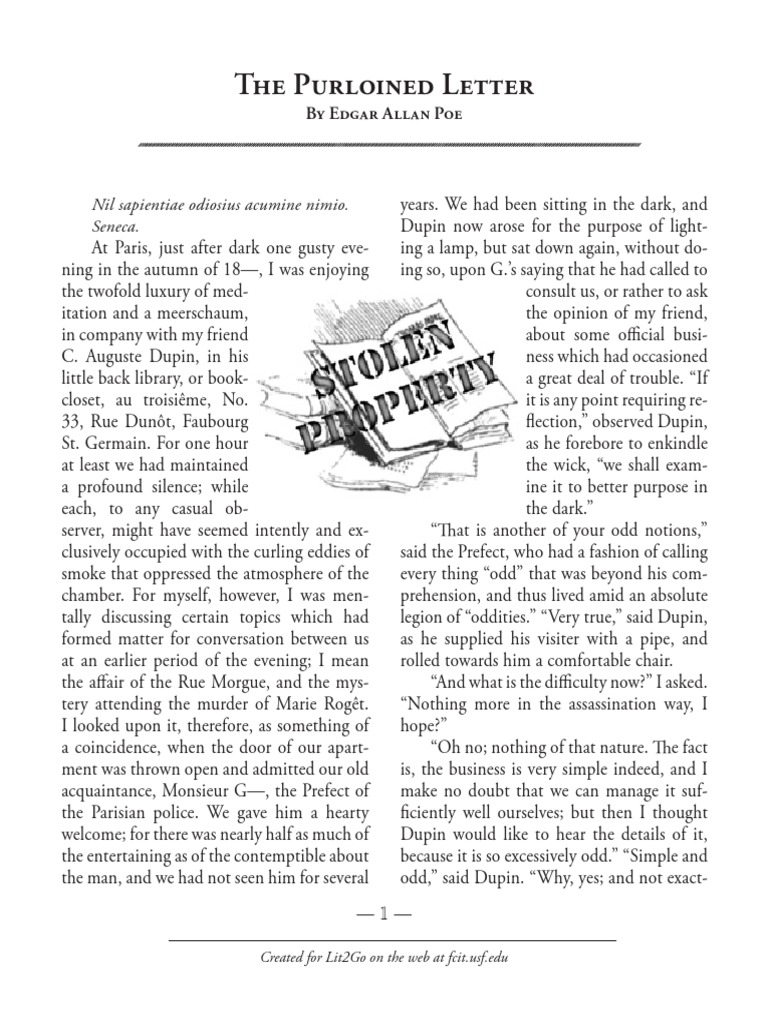 Purloined letter essay image