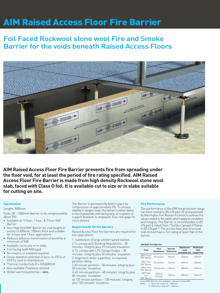 AIM Raised Access Floor Fire Barrier Building Insulation Fires