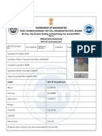 MHT-CET 2019 Score Card with PCM Percentiles