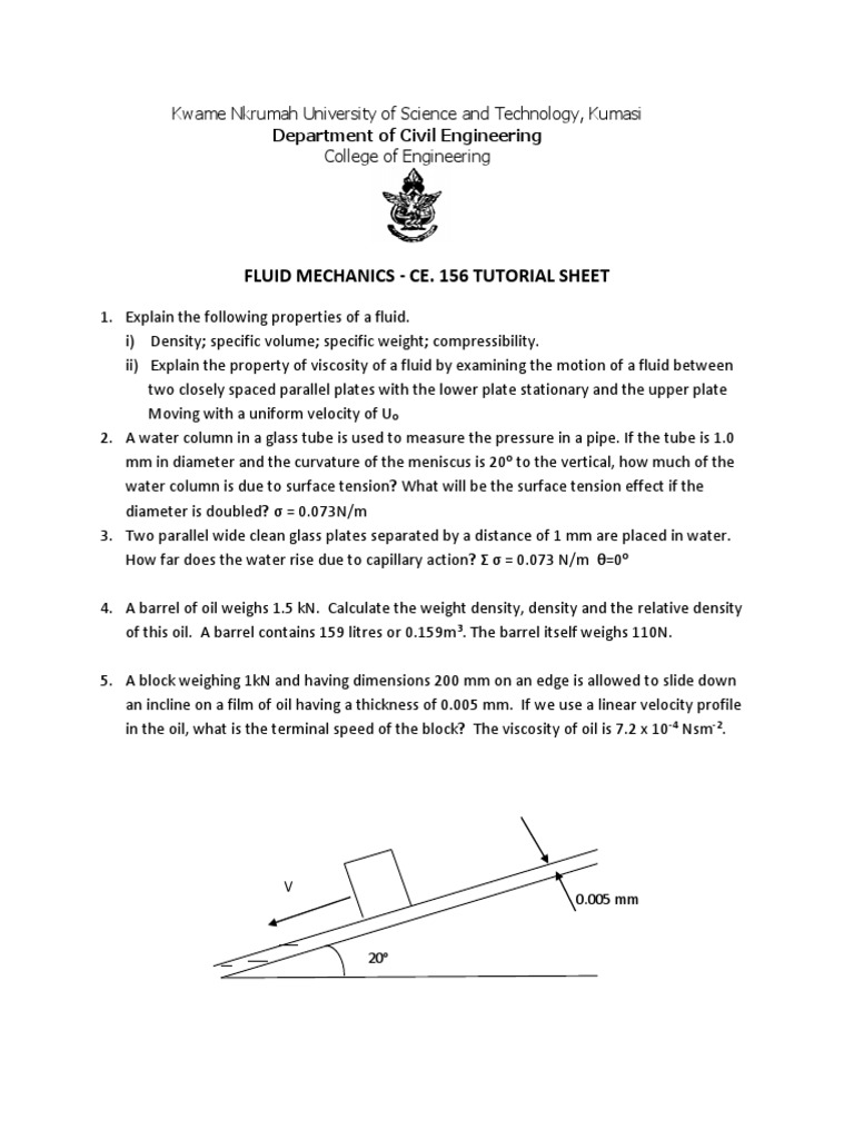 Fluid Mechanics Tutorial | PDF | Buoyancy | Pressure Measurement