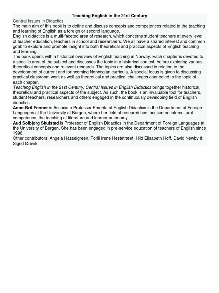 Teaching English in The 21st Century | PDF | Language Education | Teachers