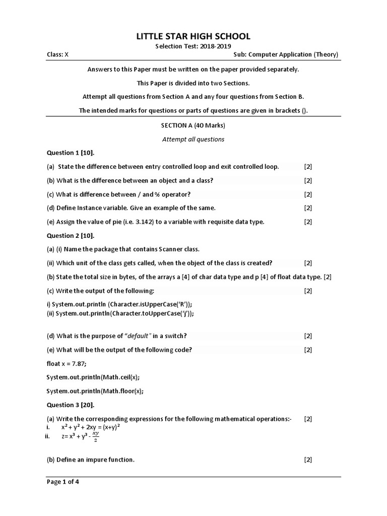 COMPUTER APPLICATIONS Class X | PDF | String (Computer Science) | Class ...