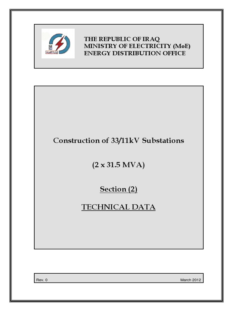 33/11kV Substation Technical Data | PDF | Transformer | Electrical ...