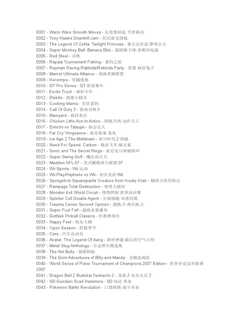 Wii Game List Pdf