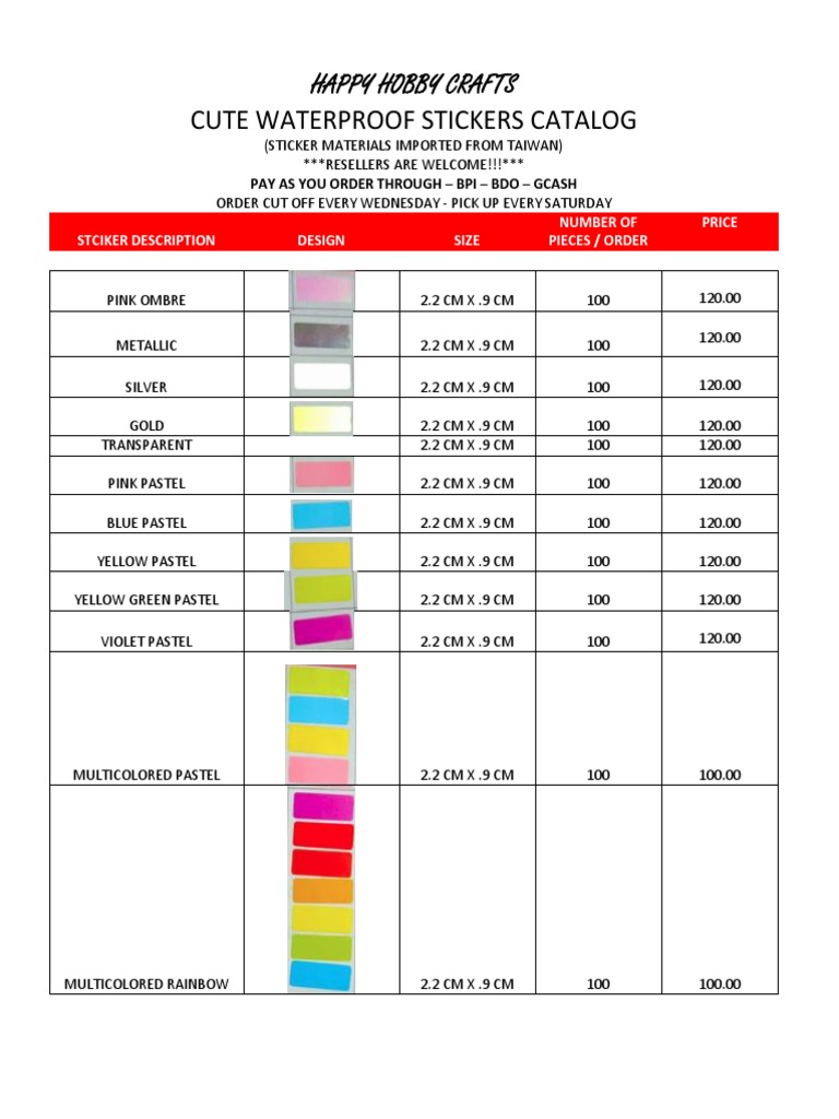 Sticker Pricelist | PDF
