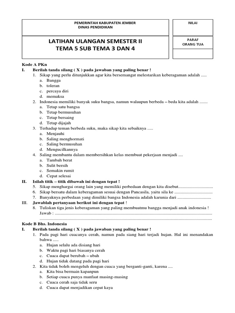Kelas 3 Tema 5 Sub 1 Sub 2