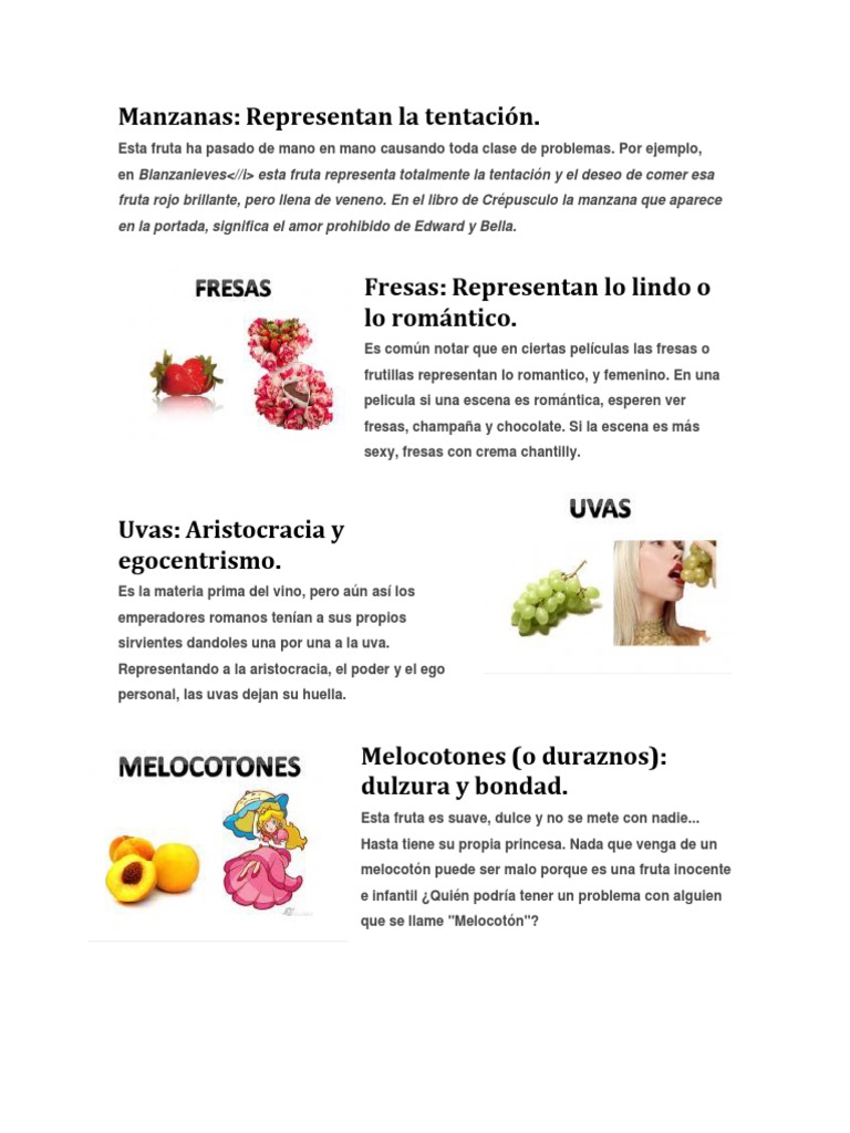 Significados de las Frutas en la Cultura | PDF | Alimentos | Fruta