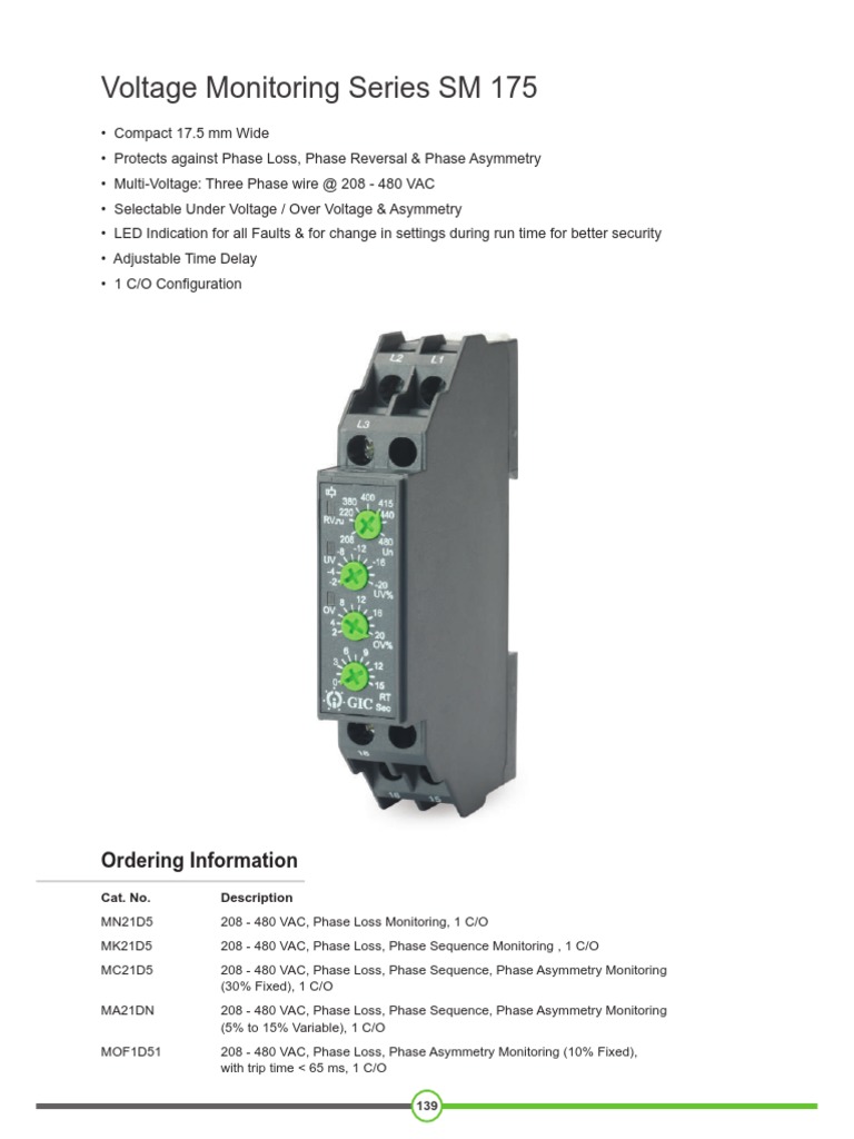 Voltage Monitoring Series SM 175 PDF PDF Relay