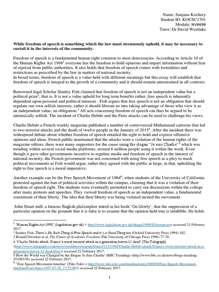 Freedom of Speech | PDF | Freedom Of Speech | Liberty