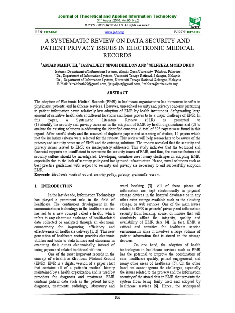12Vol90No2 PDF | PDF | Electronic Health Record | Information Security