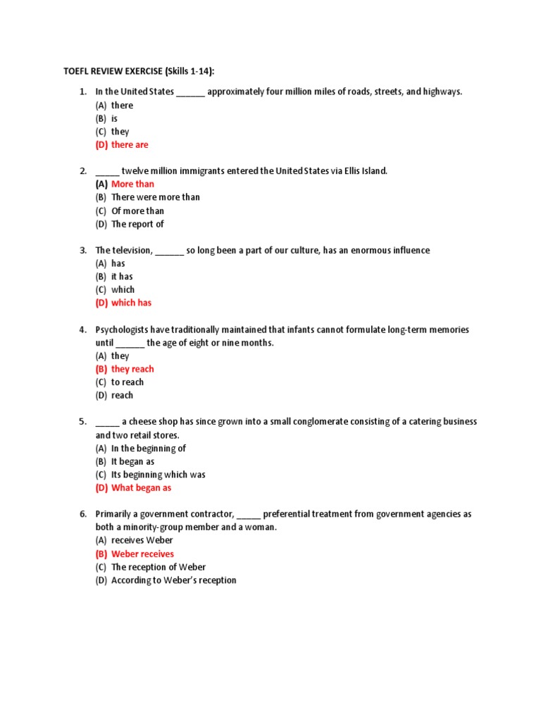 Jawaban Toefl Review Exercise Skill 1 19 Guru Paud