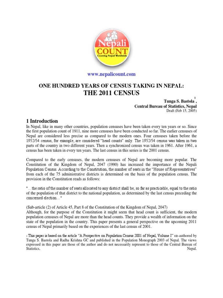 Nepal's 2011 Census Overview | PDF | Census | Sampling (Statistics)