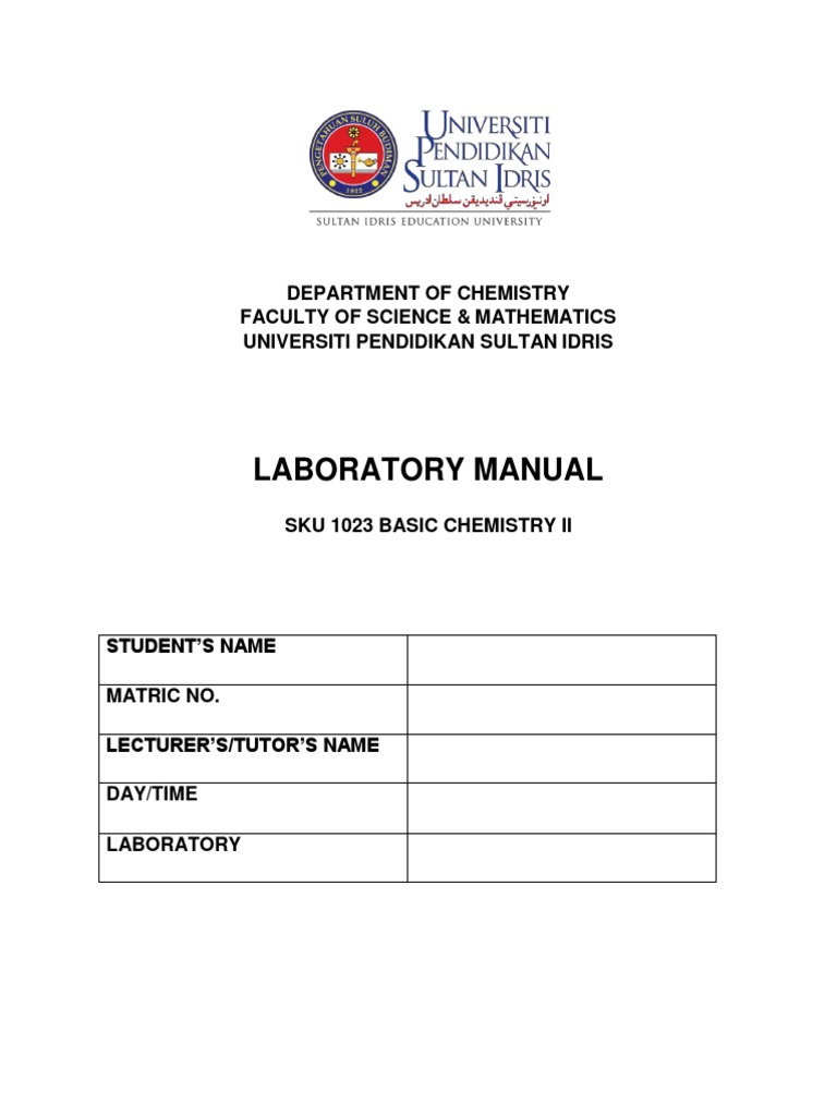 K00326 - 20181121132815 - Lab Manual SKU1023 | PDF | Titration | Chemistry