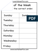 Days of the Week Worksheet Order