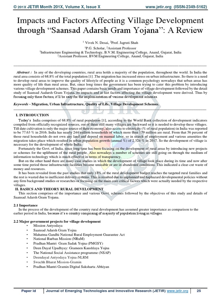 Dissertation Paper Jetir | PDF | Economic Development | Drinking Water
