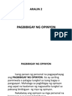 Grade 9 Aralin 2 Pagbibigay NG Opinyon