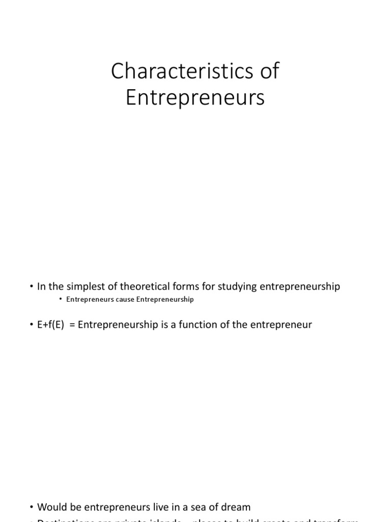 Characteristics of Entrepreneurs | PDF | Entrepreneurship | Behavioural ...