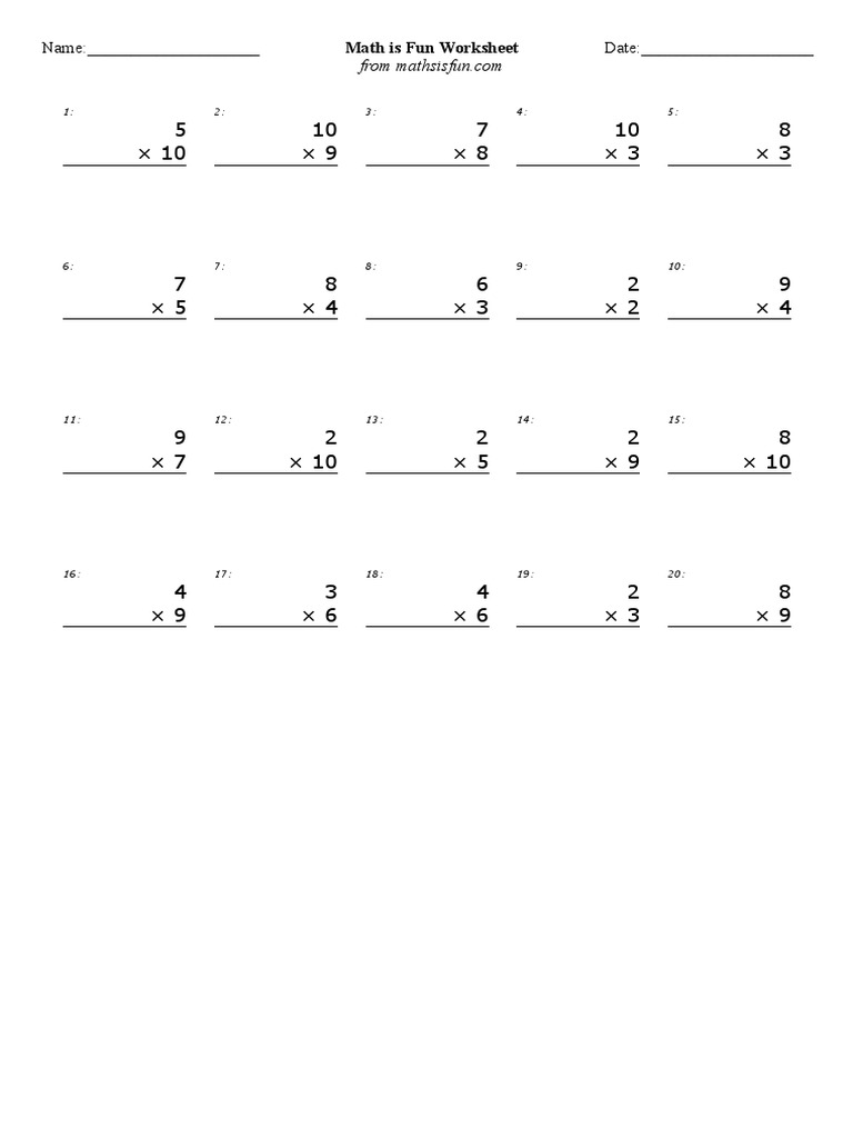 Name: - Date: - : Math Is Fun Worksheet | PDF | Teaching Methods ...