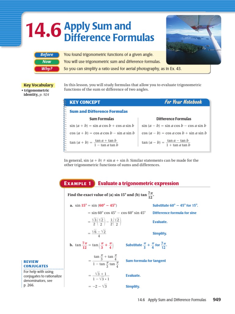 Trigonometric Sum and Difference Formulas | PDF | Trigonometric ...