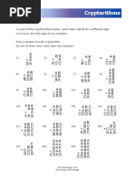 Cryptarithm Puzzles and Solutions | PDF | Teaching Mathematics ...