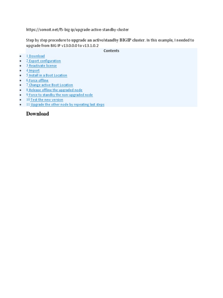 F5 BIGIP Upgrade An Active Standby Cluster | PDF | Booting | Digital ...