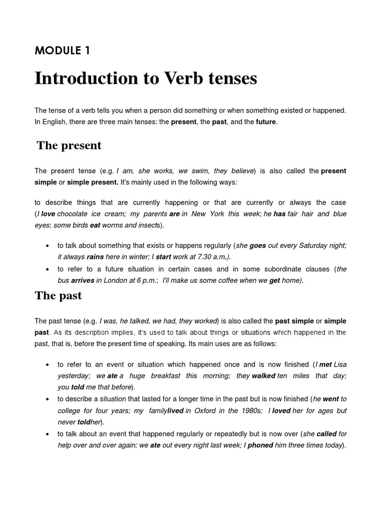 Understanding English Verb Tenses | PDF | Perfect (Grammar ...