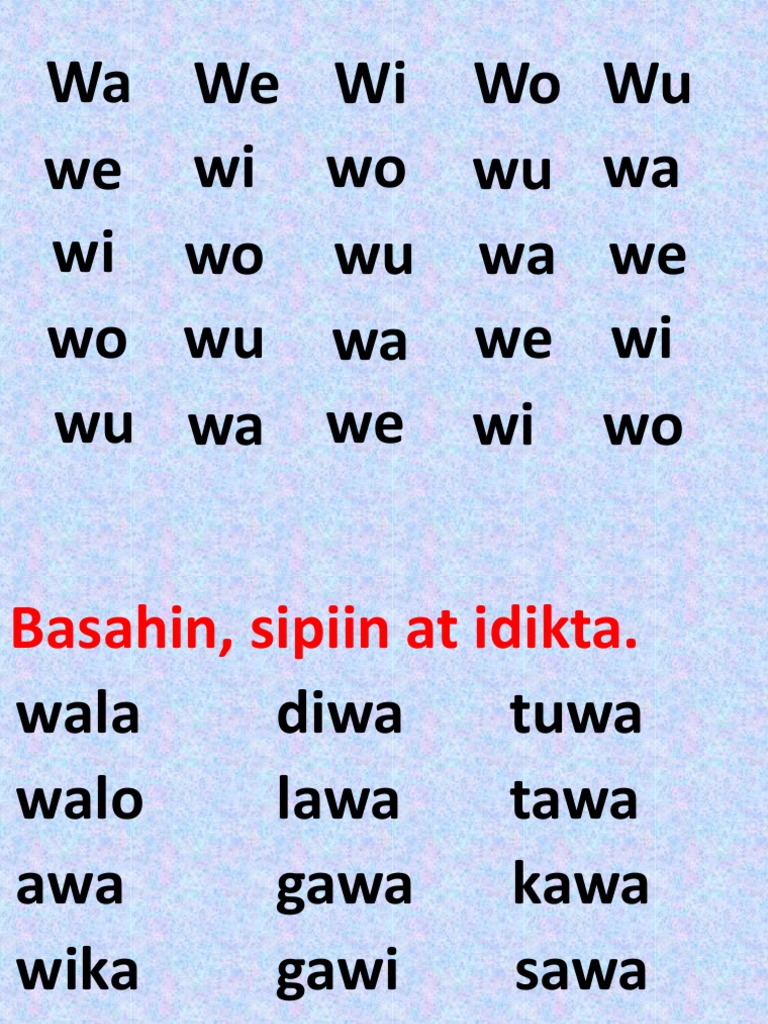 Materials - Letrang W - Pagbasa NG Mga Salita | PDF