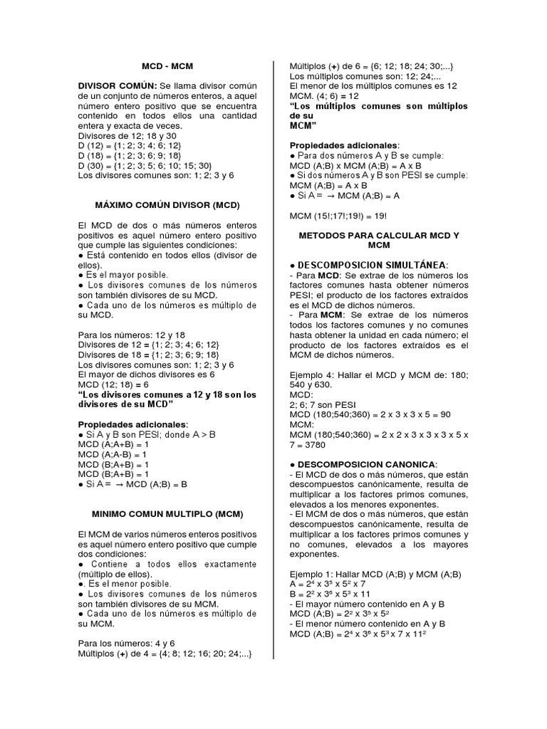 Minimo Comun Multiplo De 3 4 Y 5 Maximo Comun Divisor, Minimo Comun Multiplo | PDF | Álgebra abstracta |  Matemáticas discretas