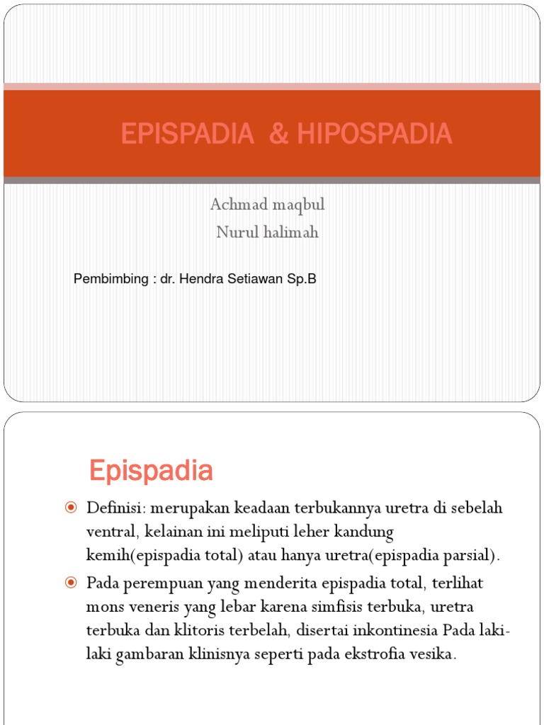 Epispadia & Hipospadia: Panduan Medis | PDF