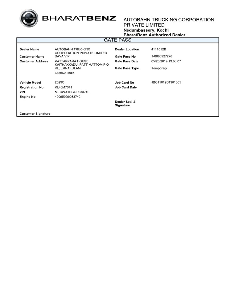 JobCard Gate Pass - BB - 2019-05-28T190658.313 | PDF