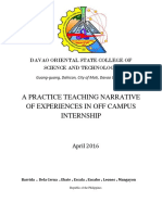 A Practice Teaching Narrative of Experience in Off Campus Internship