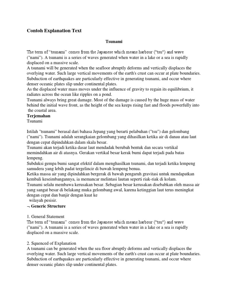 Contoh Explanation Text Tsunami Tsunami Plate Tectonics