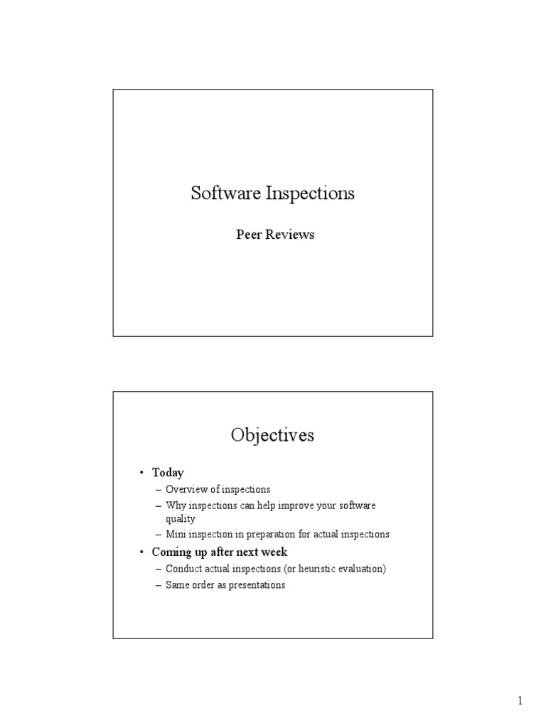 Software Inspections: Peer Reviews | PDF | Software Bug | Specification ...