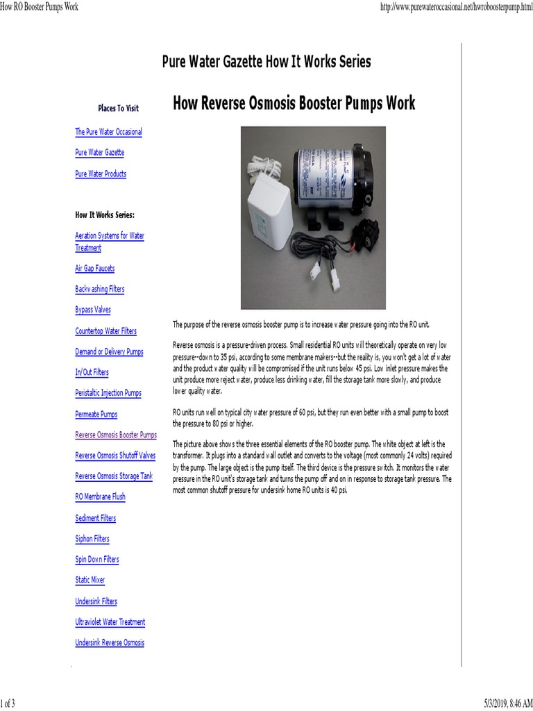 How RO Booster Pumps Work PDF Pump Chemical Engineering