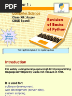 Revision of The Basics of Python