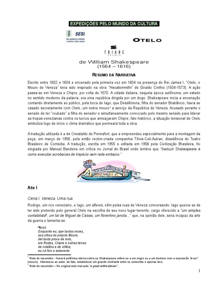 Resumo da Peça "Otelo" de Shakespeare | PDF | Otelo