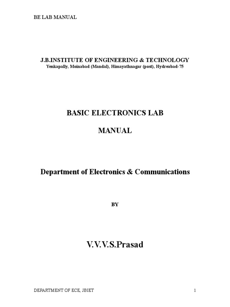 EDC Lab Manual PDF Field Effect Transistor Rectifier